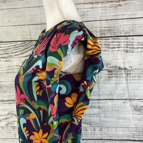 INC International Concepts Blouse Top size Small Pink Purple Floral Retro Hippie - Picture 6 of 9